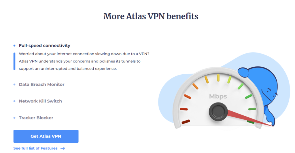 Atlas VPN dôležité funkcie