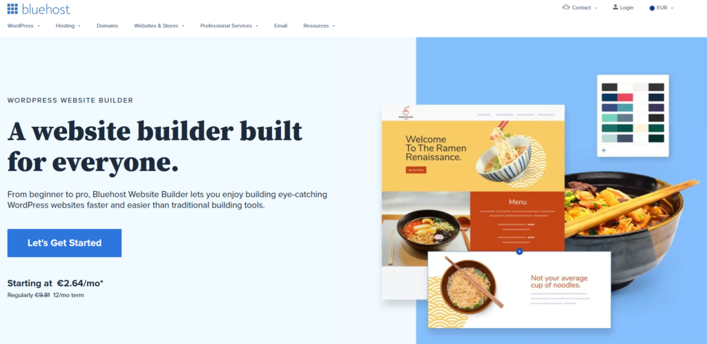Uvod Bluehost Website Builder