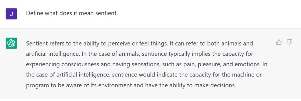Gpt3 Sentient Meaning