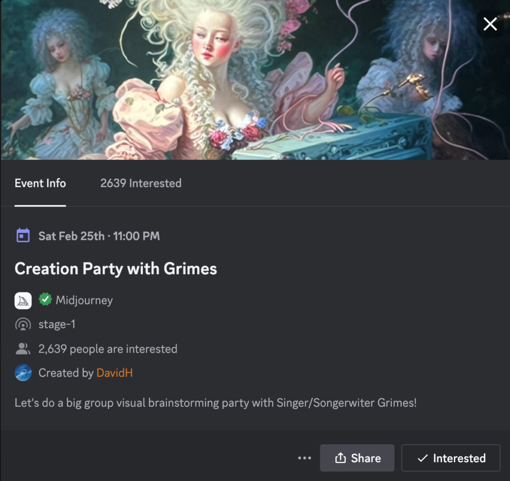Creative Party Grimes Midjourney